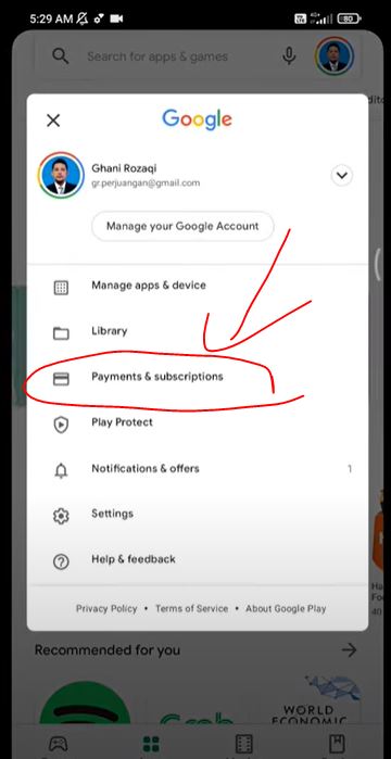 pembayaran dan langganan Google Play