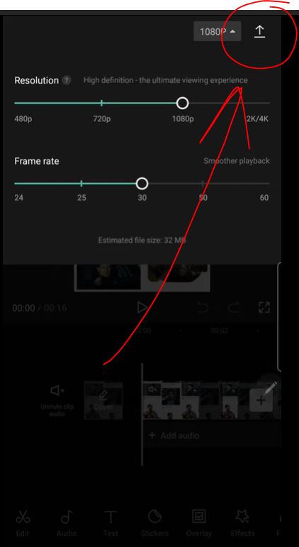 export video ganti frame rate Capcut