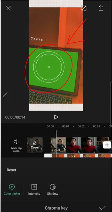 arahkan lingkaran Chroma Key ke Green Screen