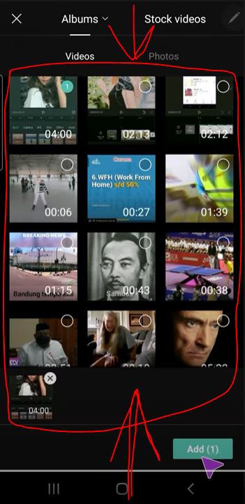 pilih video di capcut
