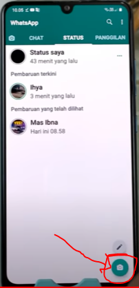 Klik ikon kamera untuk membuat story