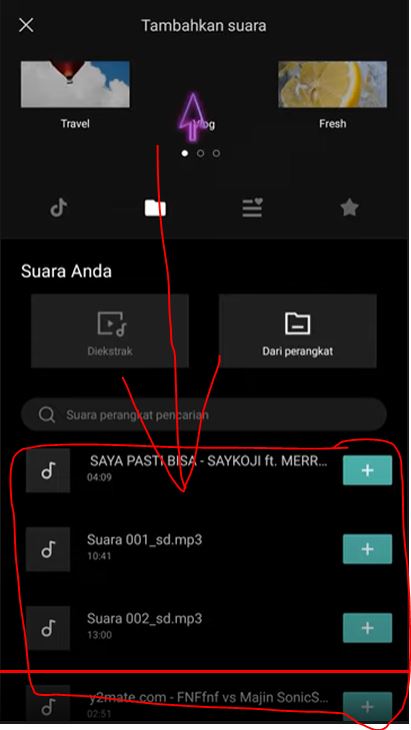 pilih audio yang diinginkan