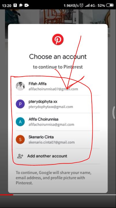 pilih email yang ingin anda daftarkan