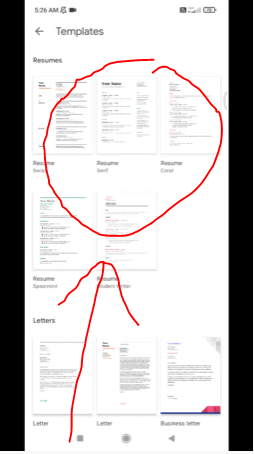 Pilihan resume di Google Docs
