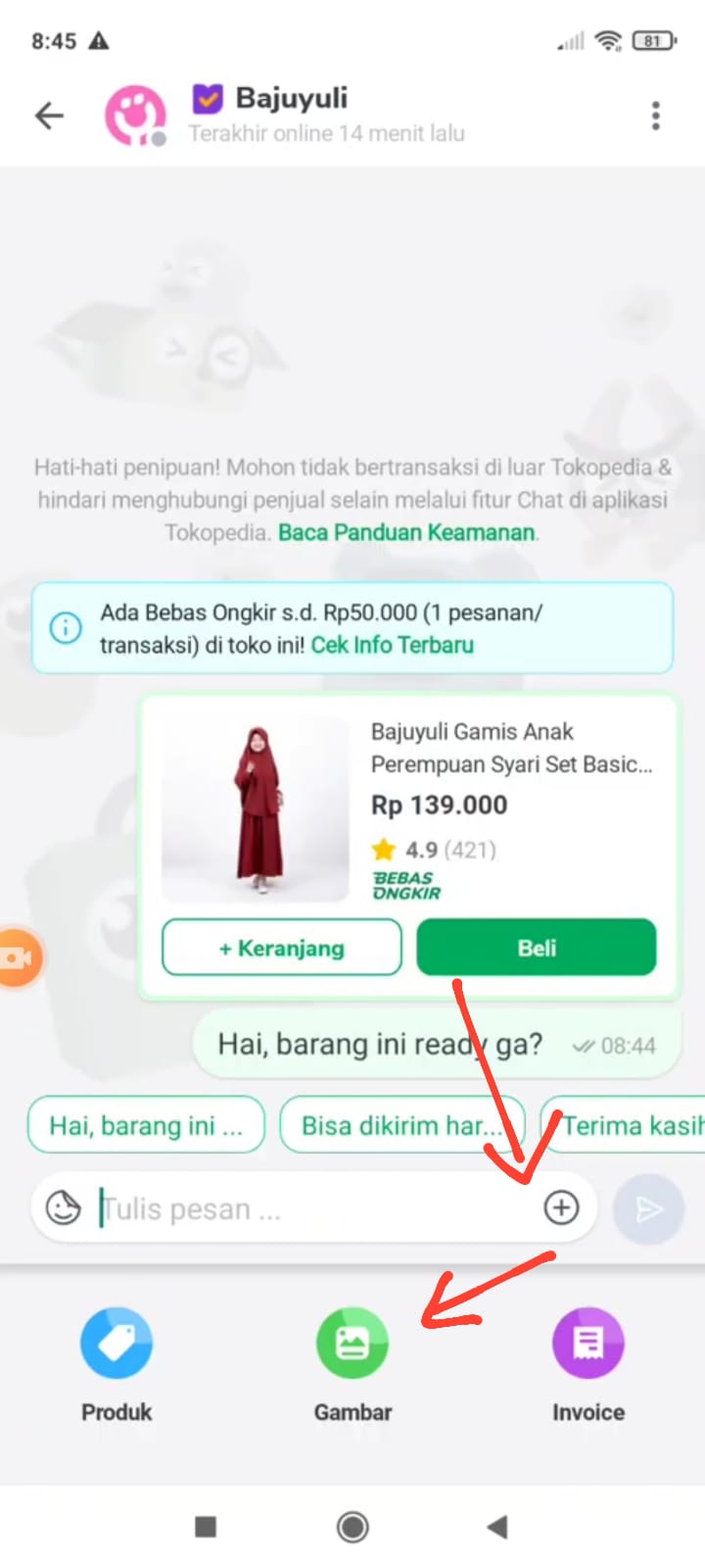 Cara Kirim Foto Melalui Chat Tokopedia Tongbos