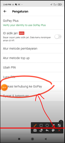Klik Aplikasi terhubung ke GoPay