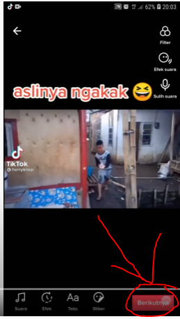 Halaman edit video Tiktok