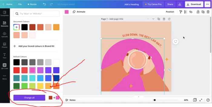 Ubah semua warna elemen Canva