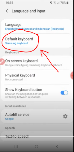 Click Default keyboard