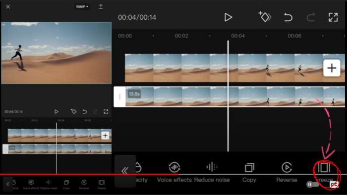 klik gambar clip lalu klik Freeze