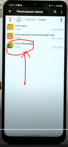 Buka folder com.whatsapp