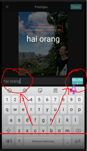 Tulis teks baru lalu klik selesai