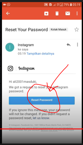 Klik reset password