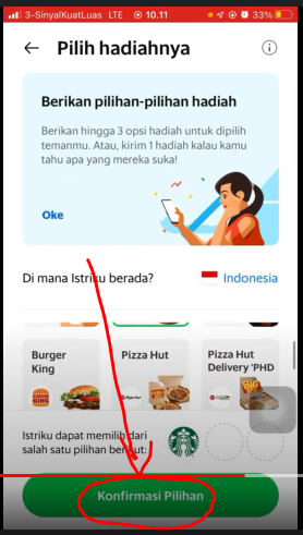 Klik konfirmasi pilihan