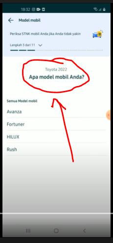 Pilih model mobil