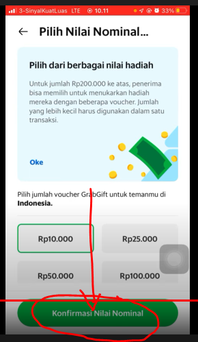 Klik konfirmasi nominal voucher