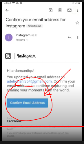 Klik confirm email address