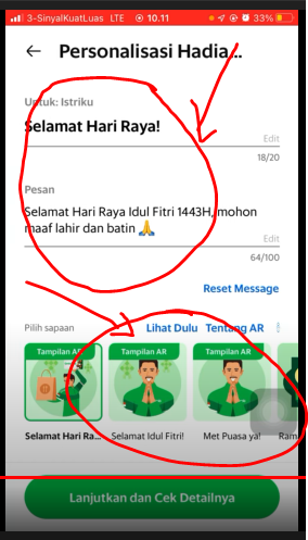 Isi pesan dan judul hadiah