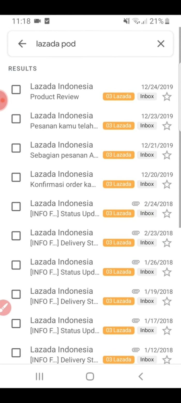 Buka email yang terdaftar di aplikasi Lazada
