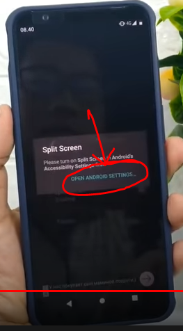 Klik open android settings