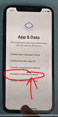 Klik pindahkan data dari android
