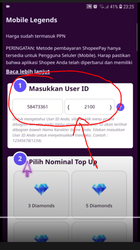 Masukkan user ID