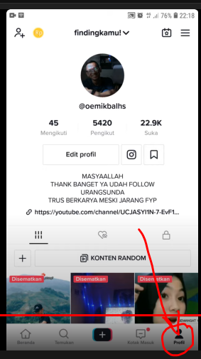 Buka menu profil