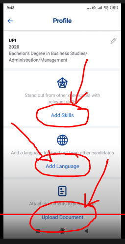 Tambahkan skill, language dan document