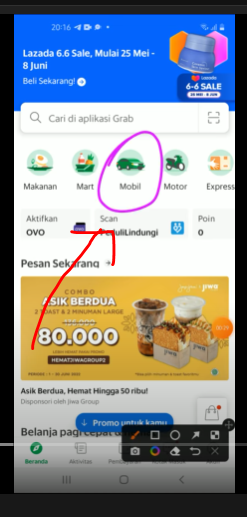Klik menu mobil