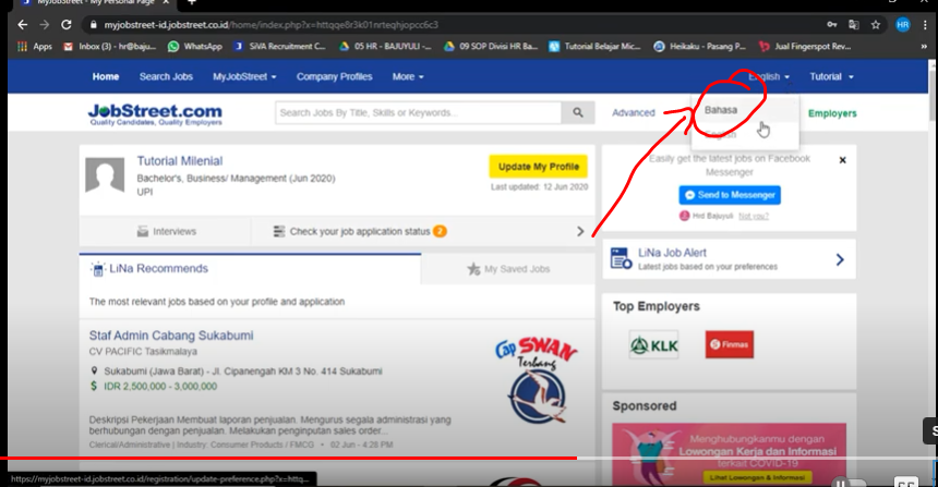 Cara Mengubah Tampilan Bahasa Di Jobstreet - Tongbos