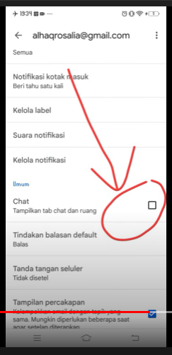 Klik checkbox Chat