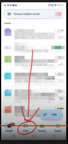 Tab Google Chat sudah muncul