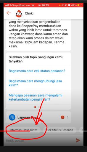 Klik informasi jasa kirim