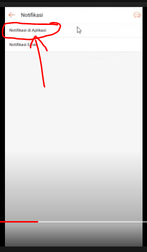 Klik notifikasi di aplikasi