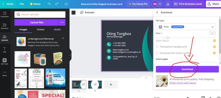 Cara Membuat Kartu Nama Secara Online Dan Gratis Di Canva - Tongbos