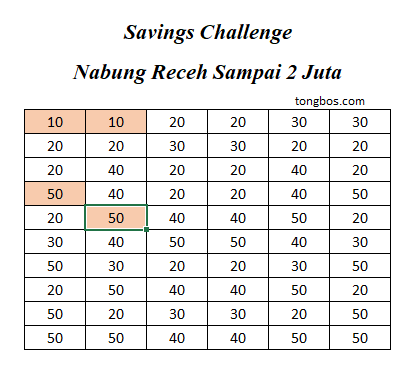 Cara Isi Savings Challenge