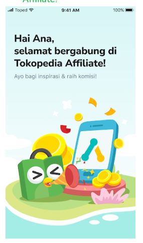 Pendaftaran Tokopedia affiliate berhasil