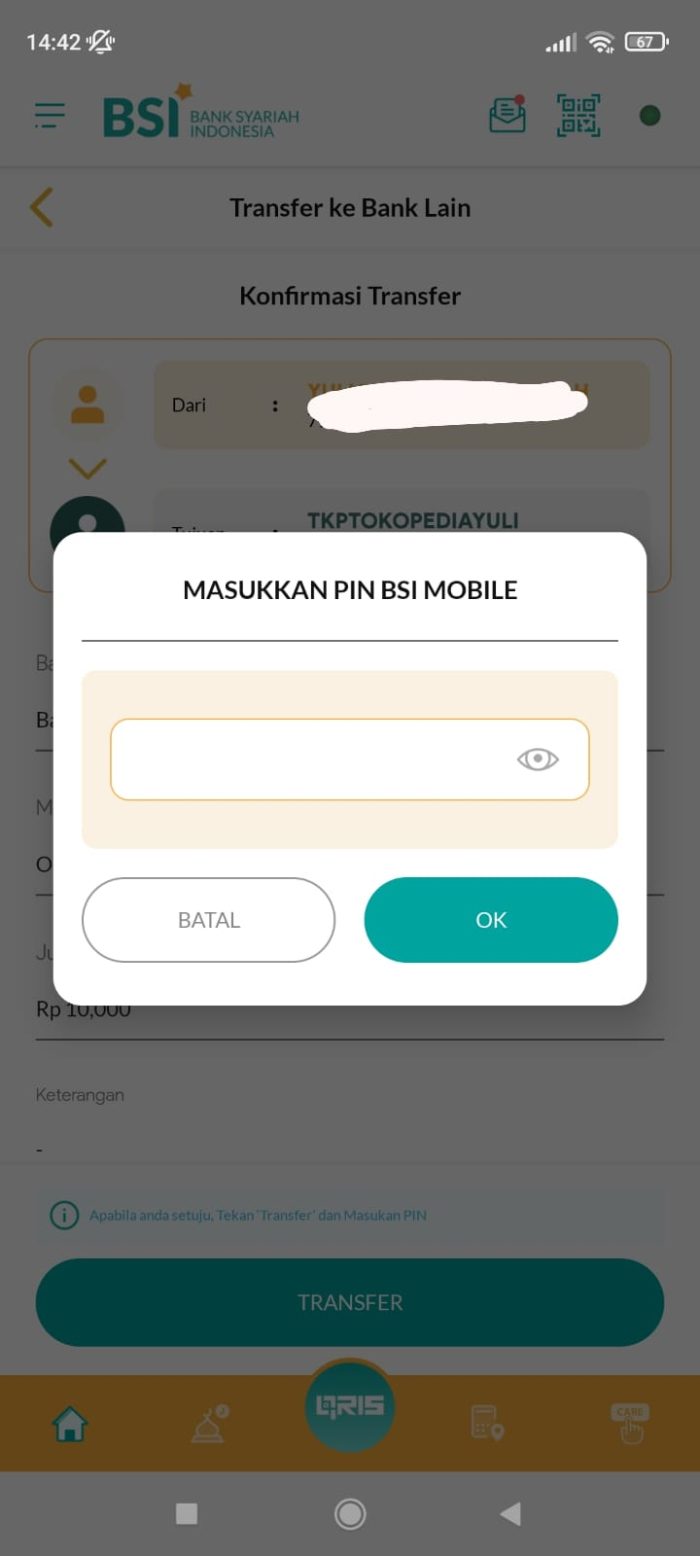 Isi PIN BSI Mobile Banking